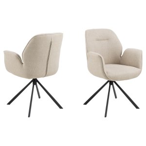 ACT NORDIC Aura spisebordsstol, m. armln og drejefunktion - beige stof og sort stl