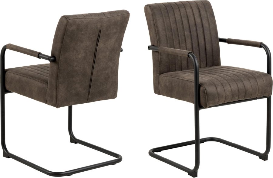 ACT NORDIC Adele spisebordsstol, m. armln - antracitgr stof og sort stl