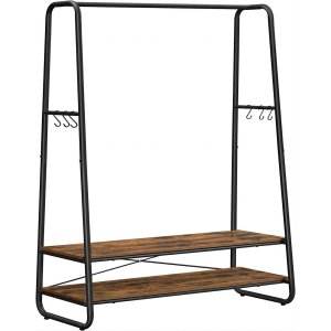 VASAGLE tjstativ, m. 6 S-kroge og 2 hylder - brun spnplade og sort stl