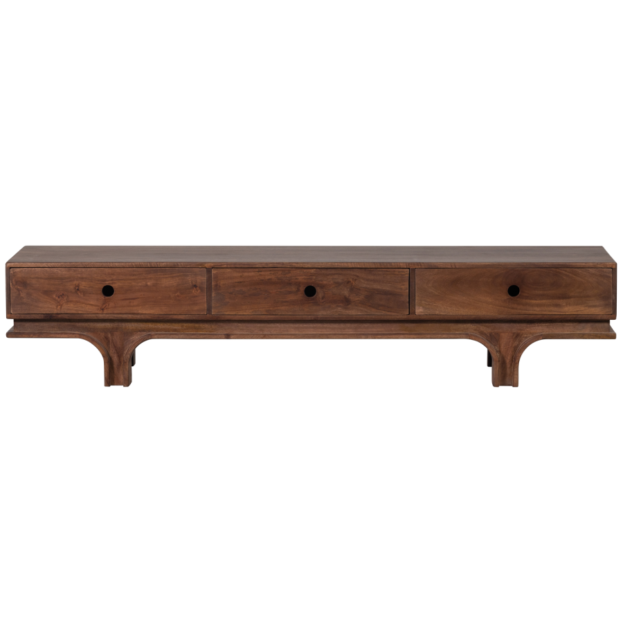 WOOOD Staes TV-bord, m. 3 skuffer - valnddefarvet mangotr (180x45)