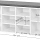 VASAGLE inngangsbenk, med stoffpute og 10 rom for sko - hvit sponplate (104x30)