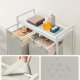 VASAGLE skittentyskurv, m. 2 uttrekkbare og uttakbare vaskeposer, 1 hylle - stoff, hvit MDF/stl