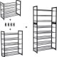 SONGMICS 5-lags skostativ i metallnett med flate vinklede hyller, store stablebare og justerbare stvler Gangskap Oppbevaring LMR005B, svart