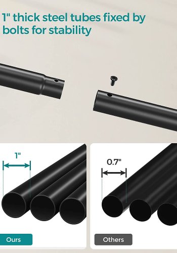 SONGMICS dobbelt klesstativ, m. 2 henger, 1 hylle, hjul - sort stl