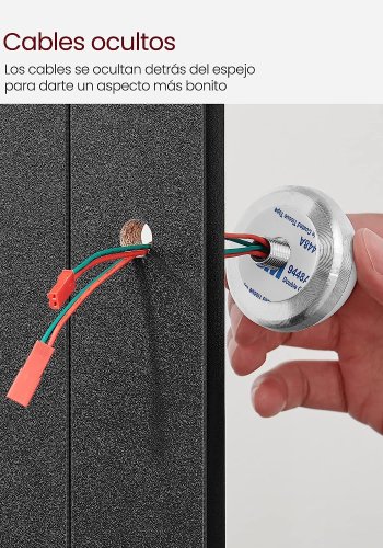 VASAGLE Frisiertisch, LED-Licht mit einstellbarer Helligkeit, Schminktisch mit Spiegel, 2 Schubladen und 3 Fächern, modern, schwarz RDT114T16