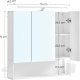 VASAGLE baderomsveggskap, m. speil, LED-lampe, 3 drer, hylle, hrfnerholder - hvitt tre/stl