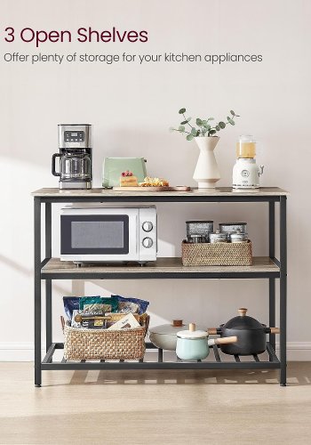 VASAGLE kjkkenhylle, m. 3 hyller - greige sponplater og sort stl