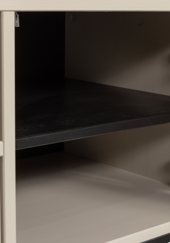 WOOOD Silas TV-bord, m. 1 lge, 1 hylde og 2 skuffer - gr fyrretr og sort metal (120x44)