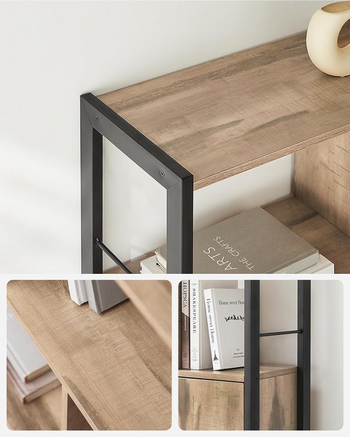 VASAGLE bokhylle, m. 2 drer og 4 hyller - natursponplater og sort stl