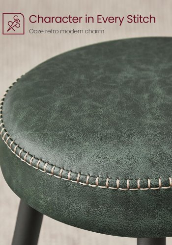 VASAGLE barkrakk, med fotsttte - skoggrnt syntetisk skinn og svart stl (sett med 2)