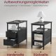 VASAGLE Beistelltisch, mit Netzstecker und 2 Schubladen – anthrazitgraue Spanplatte und schwarzer Stahl (60x35)