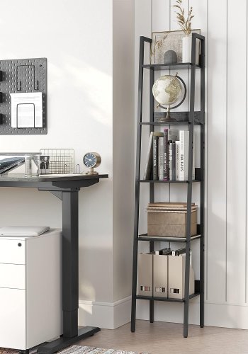 VASAGLE stigestativ, m. 5 hyller - sort sponplate og sort stl
