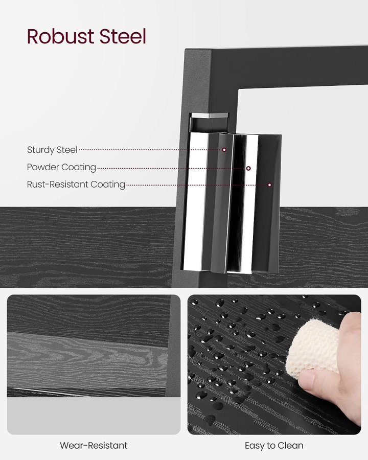 VASAGLE stigestativ, m. 5 hyller - sort sponplate og sort stl