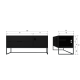 WOOOD Silas TV-bord, m. 1 lge, 1 hylde og 2 skuffer - sort fyrretr og sort metal (120x44)