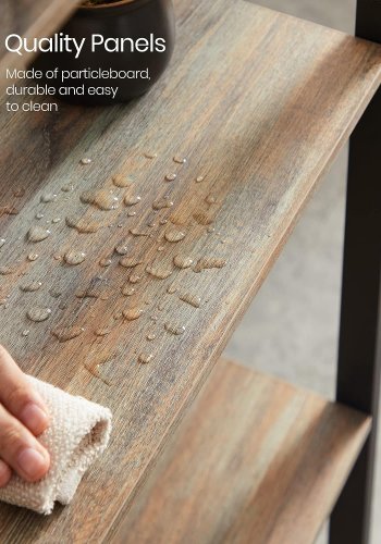 VASAGLE bokhylle, m. 14 hyller - natur med bl kornsponplater og sort stl