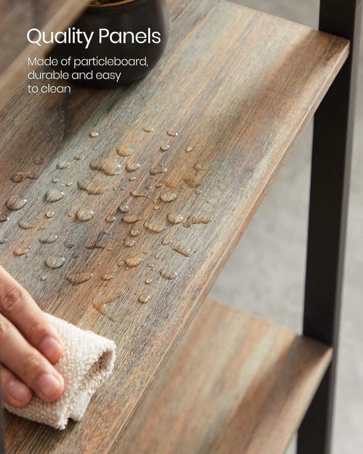 VASAGLE bokhylle, m. 14 hyller - natur med bl kornsponplater og sort stl