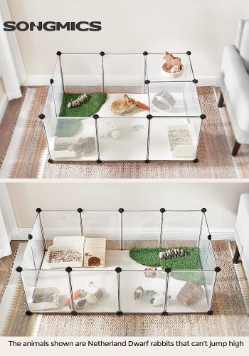 FEANDREA lekegrind for kjledyr, hamstere, kaniner og smdyr, for innendrs bruk - hvit plast