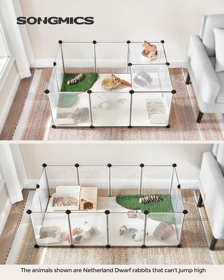 FEANDREA lekegrind for kjledyr, hamstere, kaniner og smdyr, for innendrs bruk - hvit plast