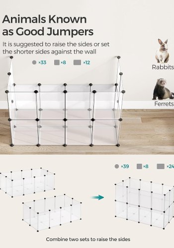 FEANDREA lekegrind for kjledyr, hamstere, kaniner og smdyr, for innendrs bruk - hvit plast