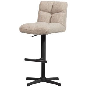 WOOOD Vinny barstol, m. rygln, drejefunktion, fodsttte - sand boucl og sort metal