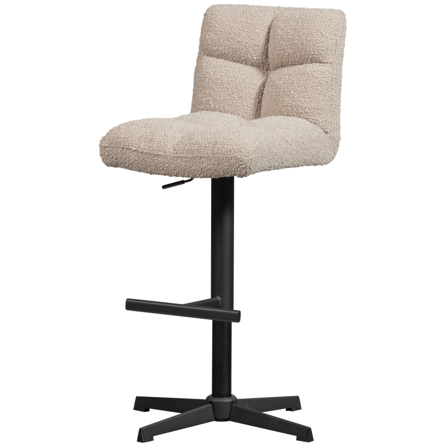 WOOOD Vinny barstol, m. rygln, drejefunktion, fodsttte - sand boucl og sort metal