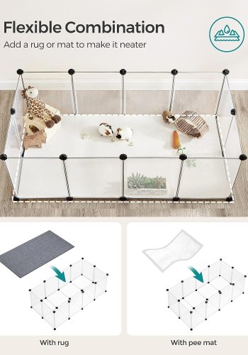 FEANDREA lekegrind for kjledyr, hamstere, kaniner og smdyr, for innendrs bruk - hvit plast