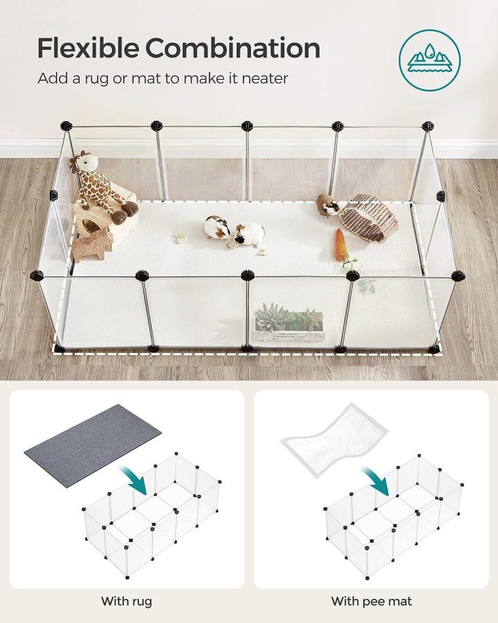 FEANDREA lekegrind for kjledyr, hamstere, kaniner og smdyr, for innendrs bruk - hvit plast