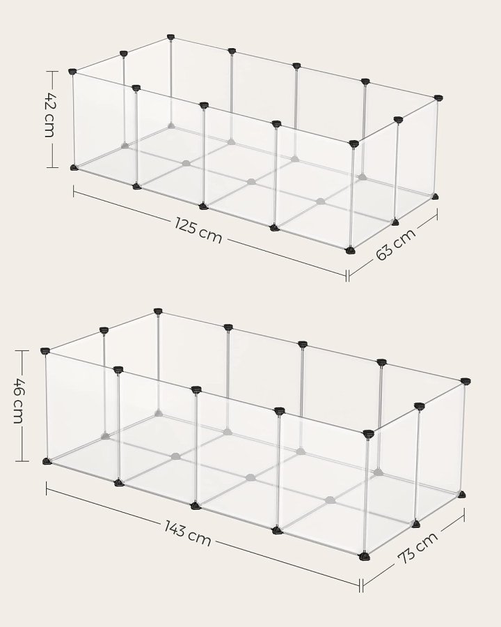FEANDREA lekegrind for kjledyr, hamstere, kaniner og smdyr, for innendrs bruk - hvit plast