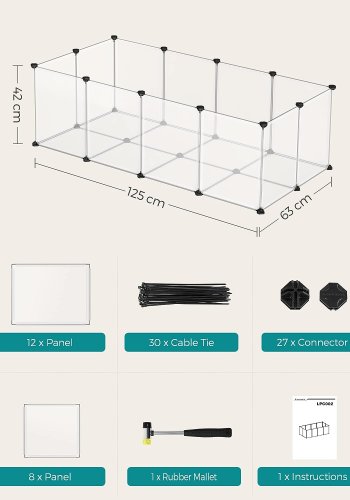 FEANDREA lekegrind for kjledyr, hamstere, kaniner og smdyr, for innendrs bruk - hvit plast