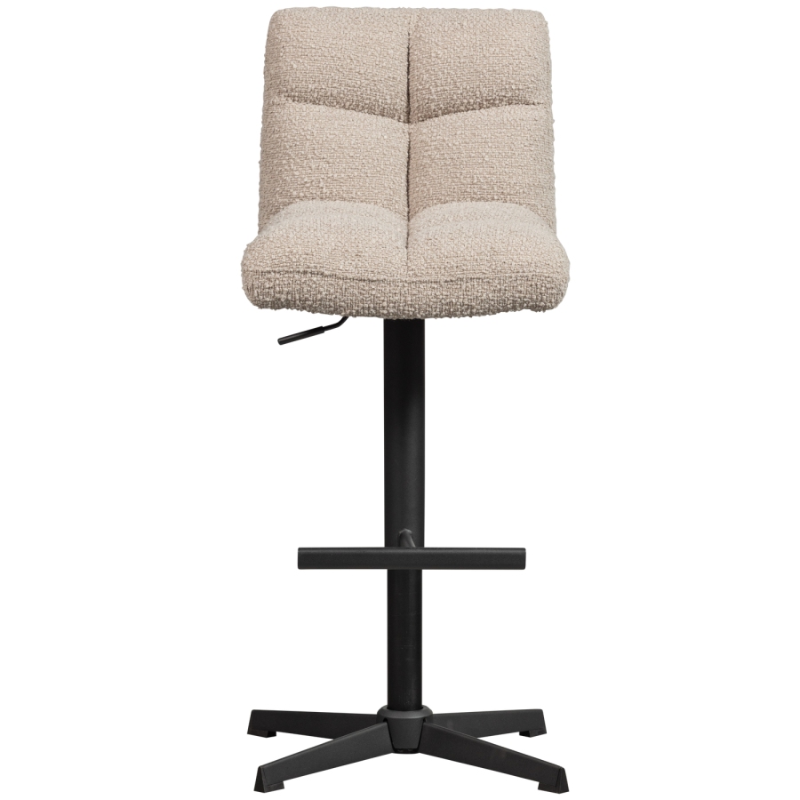 WOOOD Vinny barstol, m. rygln, drejefunktion, fodsttte - sand boucl og sort metal