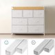 SONGMICS kommode, m. 7 skuffer med hndtak - natursponplater og hvit fiberduk/stl