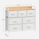 SONGMICS kommode, m. 7 skuffer med hndtak - natursponplater og hvit fiberduk/stl