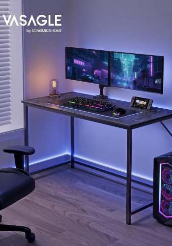 VASAGLE Skrivbord, litet datorskrivbord, kontorsskrivbord, för studier, sovrum, 60 x 120 x 75 cm, industriell design, metallram, svart, LWD039B56