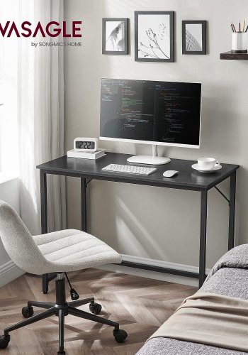 VASAGLE Skrivbord, litet datorskrivbord, kontorsskrivbord, för arbetsrum, sovrum, 50 x 100 x 75 cm, industridesign, metallram, svart, LWD041B56