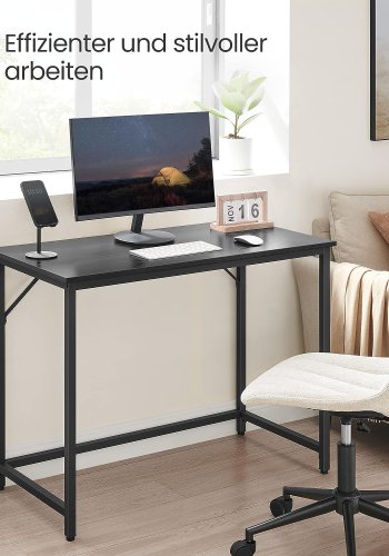 VASAGLE Skrivbord, litet datorskrivbord, kontorsskrivbord, för arbetsrum, sovrum, 50 x 100 x 75 cm, industridesign, metallram, svart, LWD041B56