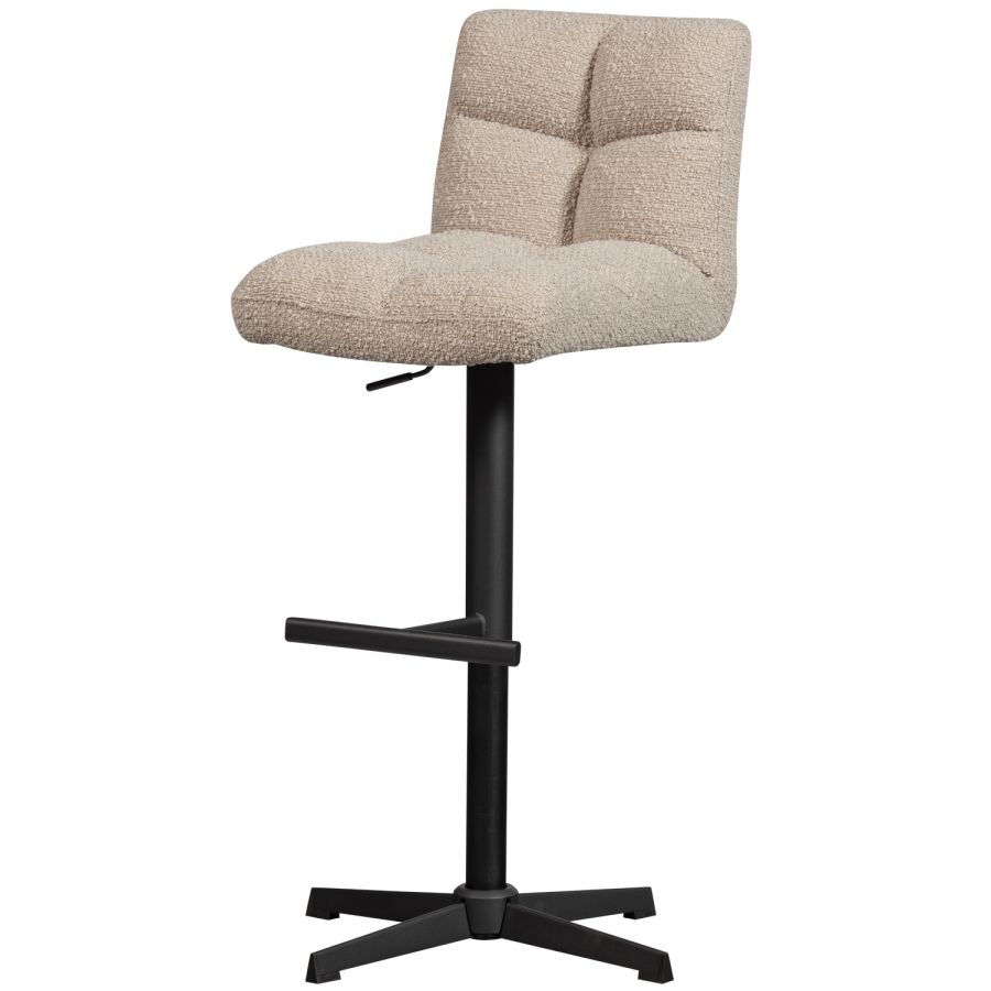 WOOOD Vinny barstol, m. rygln, drejefunktion, fodsttte - sand boucl og sort metal