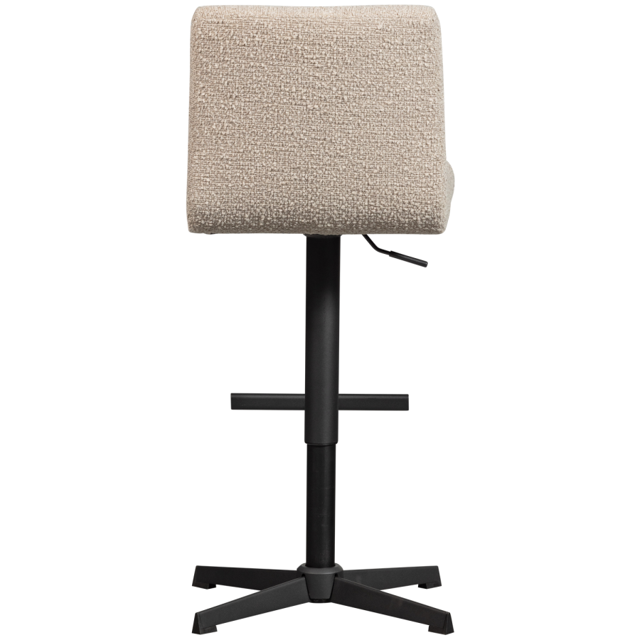 WOOOD Vinny barstol, m. rygln, drejefunktion, fodsttte - sand boucl og sort metal