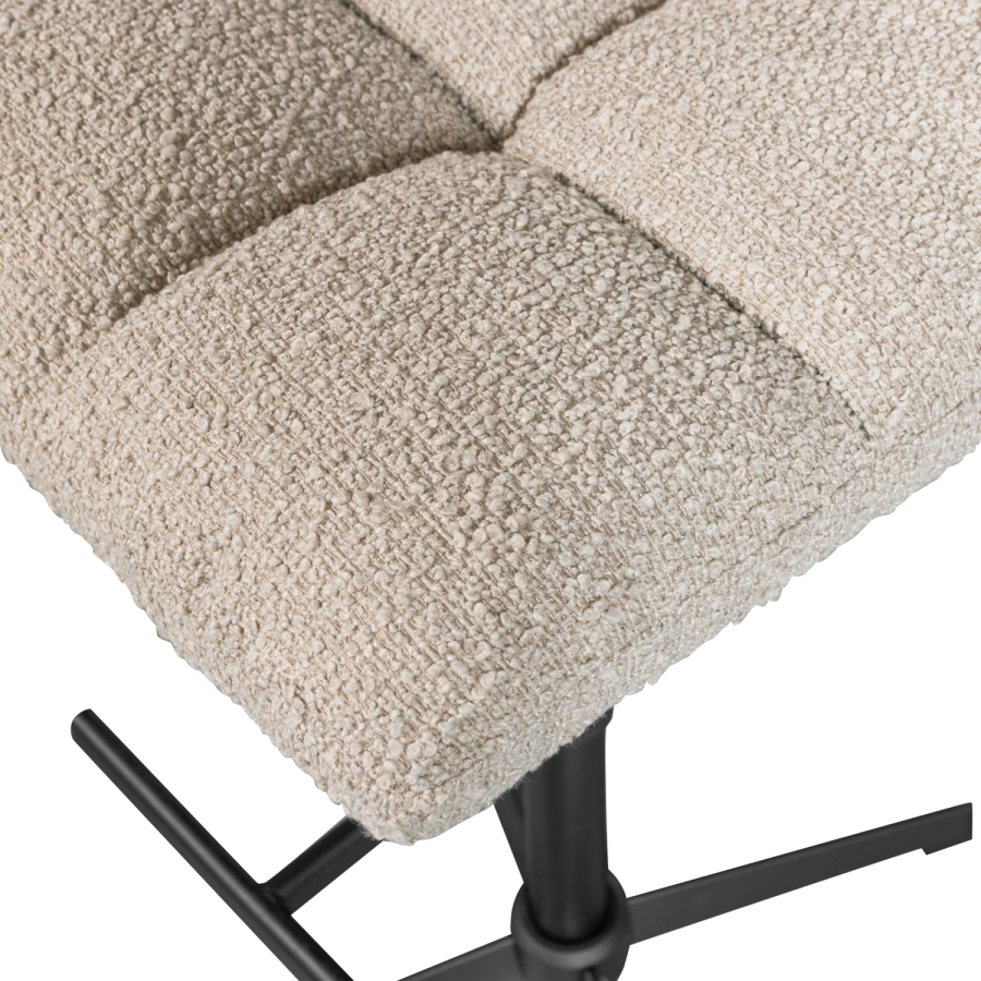 WOOOD Vinny barstol, m. rygln, drejefunktion, fodsttte - sand boucl og sort metal