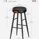 VASAGLE Barhocker mit Fußstütze – schwarzes Kunstleder und Stahl (2er-Set)