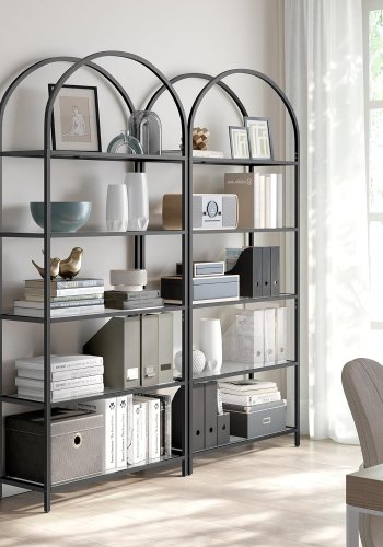 VASAGLE bokhylle, m. 5 hyller - grtt glass og sort stl