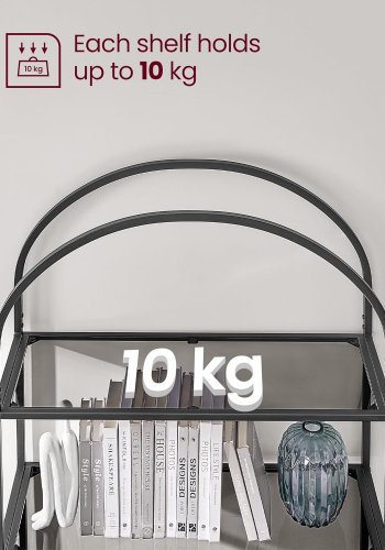 VASAGLE bokhylle, m. 5 hyller - grtt glass og sort stl