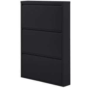 WOOOD Sabine skoskab, m. 3 rum - sort metal