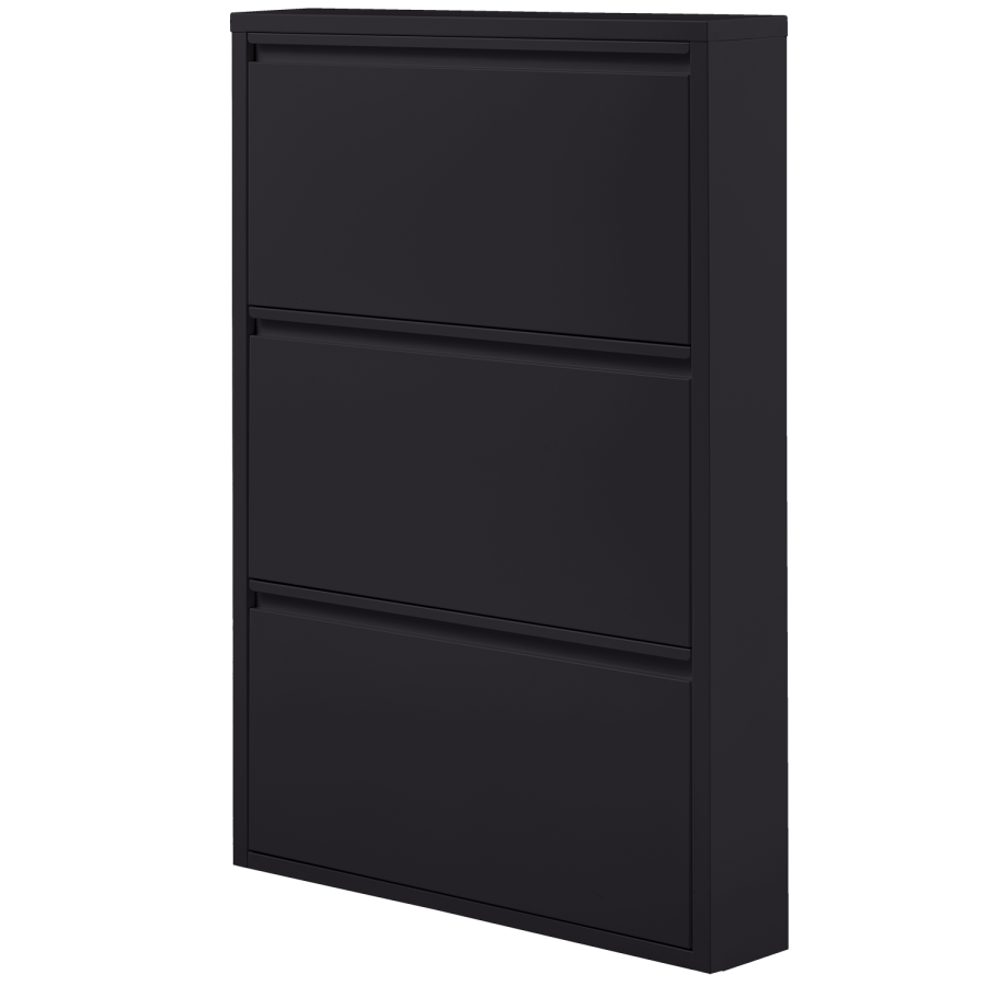 WOOOD Sabine skoskab, m. 3 rum - sort metal