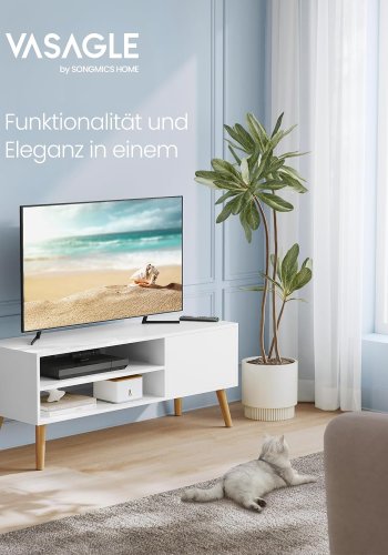 VASAGLE TV-skp TV-skp för TV upp till 55 tum 120 cm lng TV-bänk för vardagsrummet Industriell design Vit LTV120T46