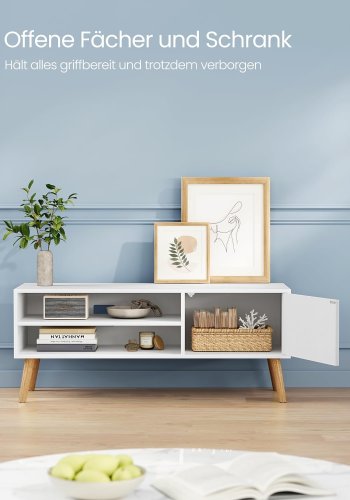 VASAGLE TV-skp TV-skp för TV upp till 55 tum 120 cm lng TV-bänk för vardagsrummet Industriell design Vit LTV120T46