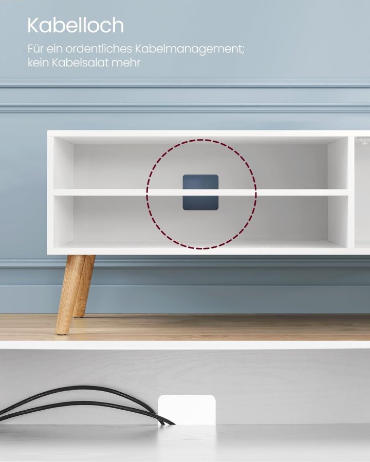 VASAGLE TV-skp TV-skp för TV upp till 55 tum 120 cm lng TV-bänk för vardagsrummet Industriell design Vit LTV120T46