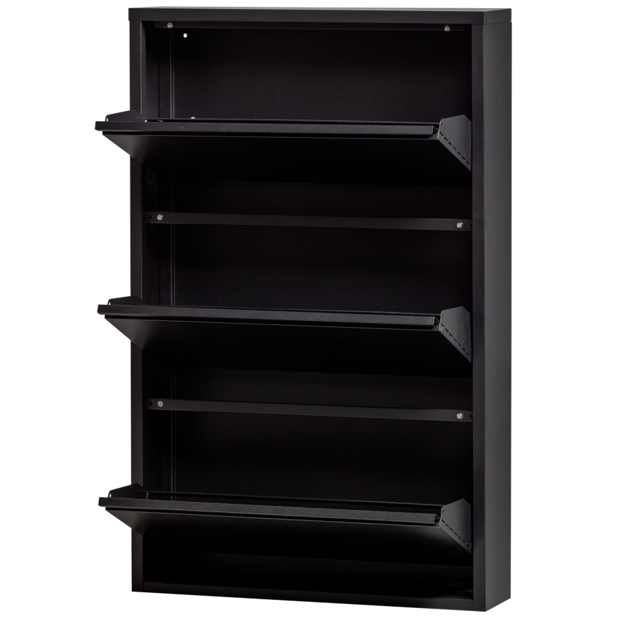 WOOOD Sabine skoskab, m. 3 rum - sort metal