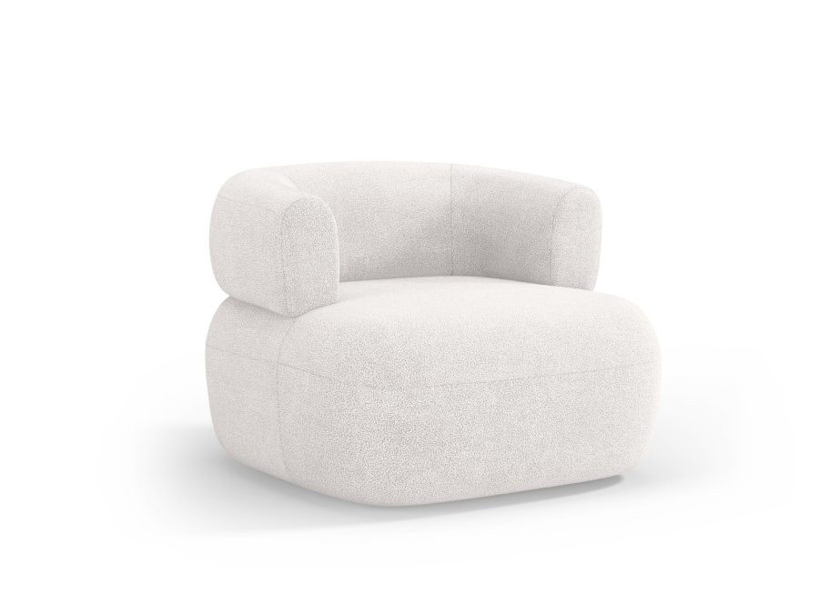 MICADONI Jenny lenestol, m armlener, 1 sete - hvit boucl og sort plast