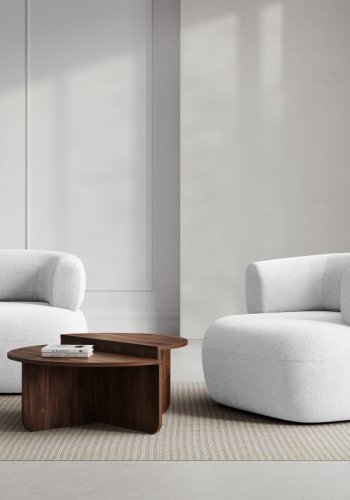 MICADONI Jenny lenestol, m armlener, 1 sete - hvit boucl og sort plast