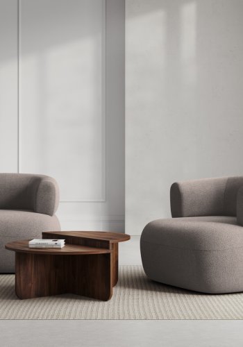 MICADONI Jenny lenestol, m armlener, 1 sete - brun boucl og sort plast